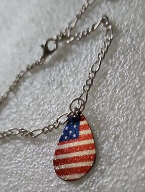 Hand Crafted Red White Blue American Flag Teardrop Bracelet / Anklet